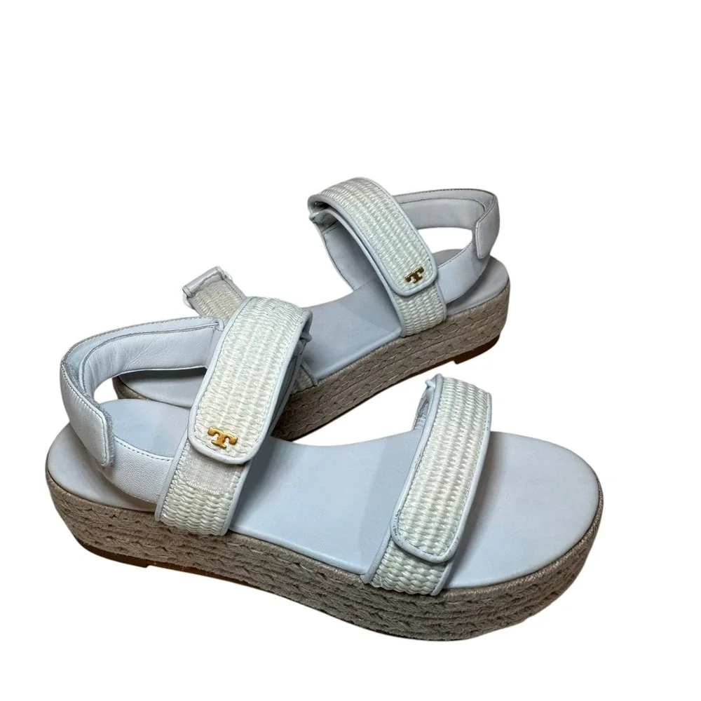 Tory Burch Kira Platform Espadrille Sport Sandals White Size 10 New